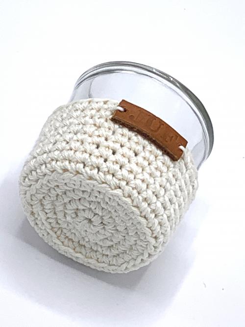Juf/meester kado kaarsje met leren label "juf"