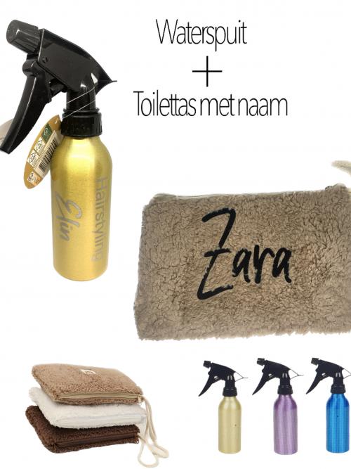 Makeuptas en waterspuit met naam
