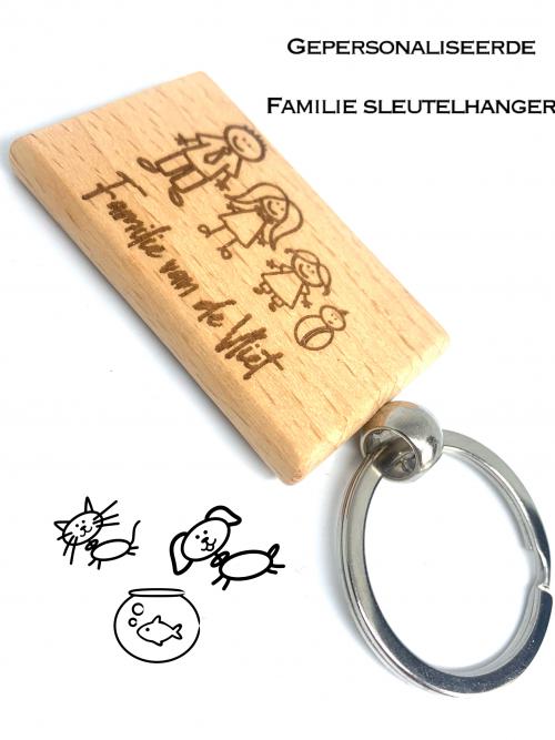 Gepersonaliseerde houten sleutelhanger