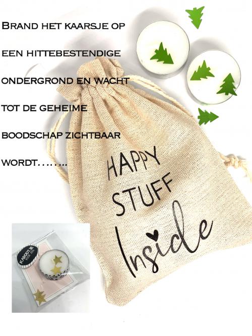 Zakje kaarsjes met verborgen boodschap