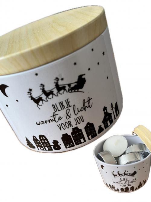 Blikje waxinelichtjes kerst