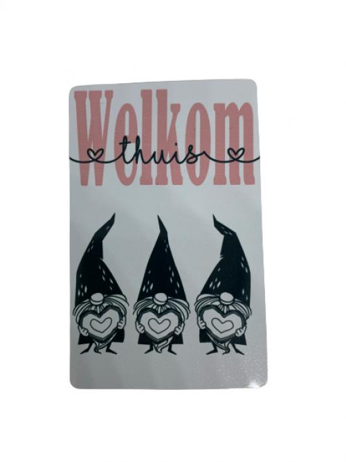 Metalen mini kaart " welcome home "