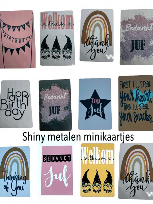 Metalen mini kaartjes set 12 st of eigen ontwerp