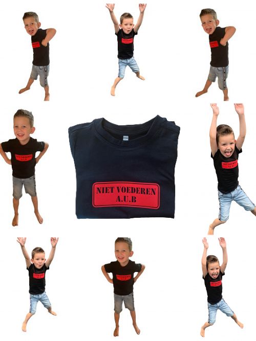 Kinder T-shirt NIET VOEDEREN zwart