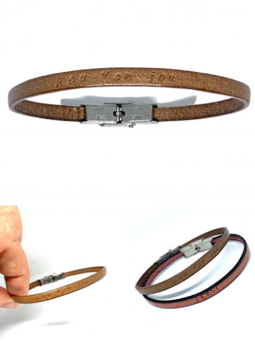 Armband leer met eigen tekst Small