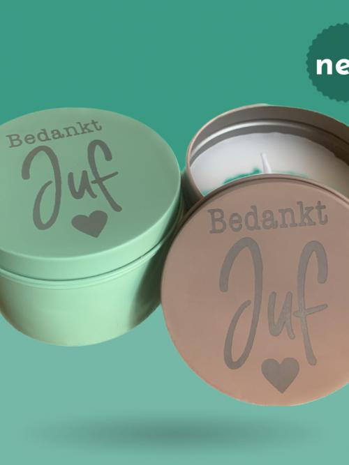 Geurkaars in blik gepersonaliseerd
