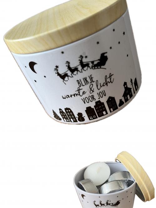 Blikje waxinelichtjes kerst