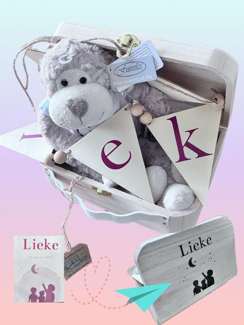 Gepersonaliseerd kraampakket houten koffertje