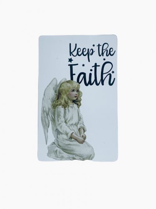 Metalen mini kaart " keep the faith "