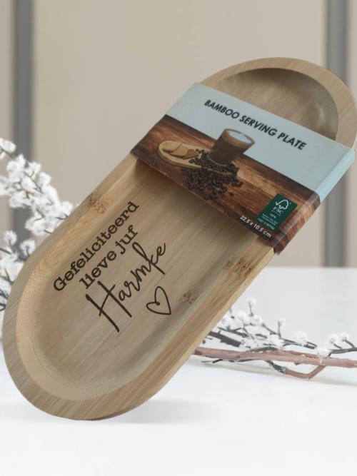 Bamboo dienblaadje eigen tekst