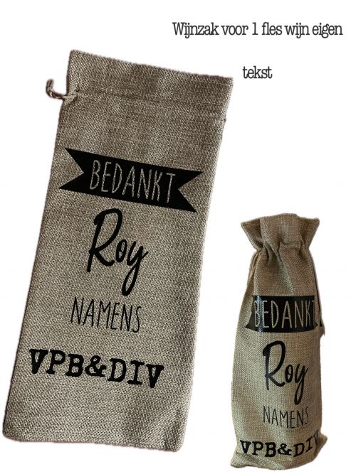Gepersonaliseerde wijnzak jute