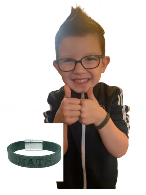 Leren armband naam medium camel of grijs